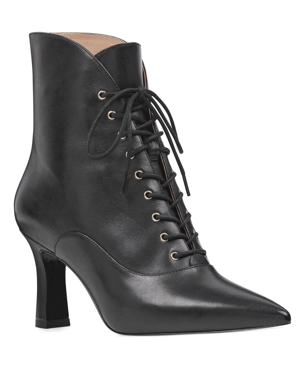 Nine West Women's Casual boots XBL06 - Black Callah Leather Lace-Up Bootie - Women | Zulily