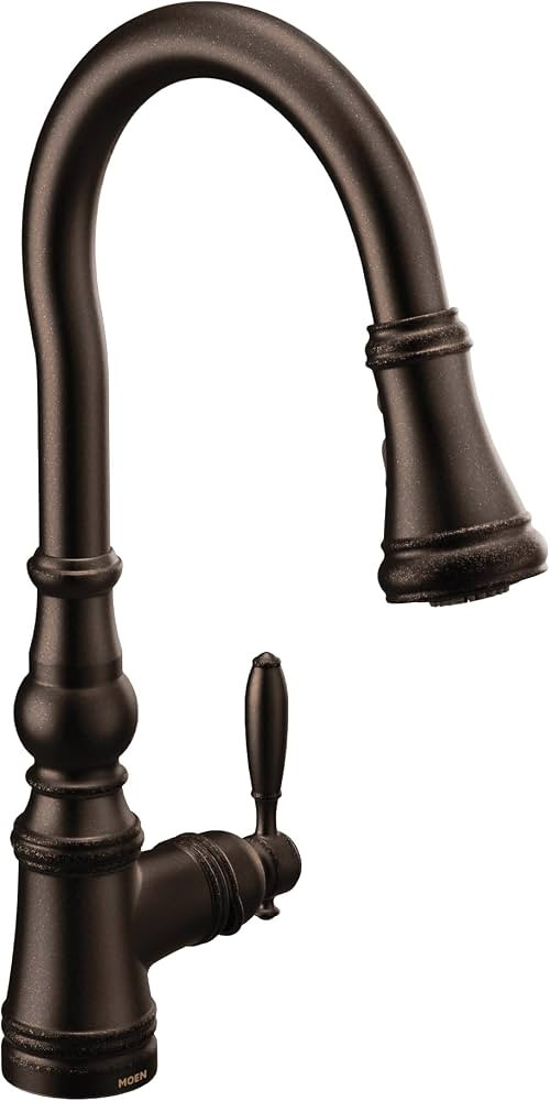 Moen Weymouth Oil Rubbed Bronze Pulldown Kitchen Faucet Featuring Power Boost, Traditional Shephe... | Amazon (US)