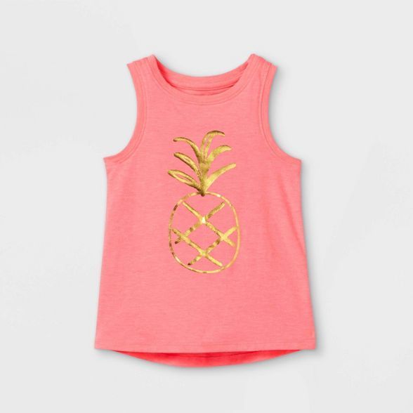 Toddler Girls' Sparkle Pineapple Graphic Tank Top - Cat & Jack™ Neon Pink | Target