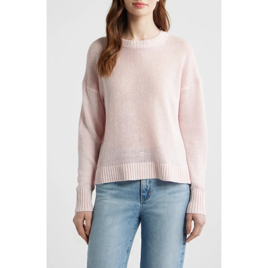 Madewell Linen Drop Shoulder Sweater in Pink Blush at Nordstrom, Size Xx-Small | Nordstrom