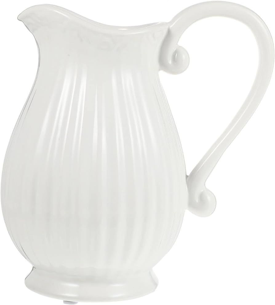 Generic Ceramic Pitcher Vase White Cerami Pitcher Vase Dried Flowers Vase Porcelain Flower Pot Fl... | Amazon (US)