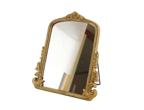 Vintage Vanity Makeup Desk Mirror，Antique Traditional Chic Arch Table Mirror Gold，Decor Wood ... | Amazon (US)