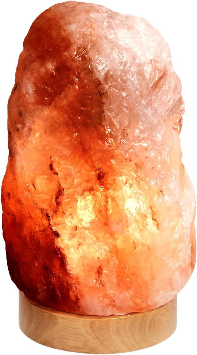 Amazon Basics Natural Himalayan Salt Lamp, Wood Base with Dimmer Switch - Crystal Pink, 5-7 Pound... | Amazon (US)