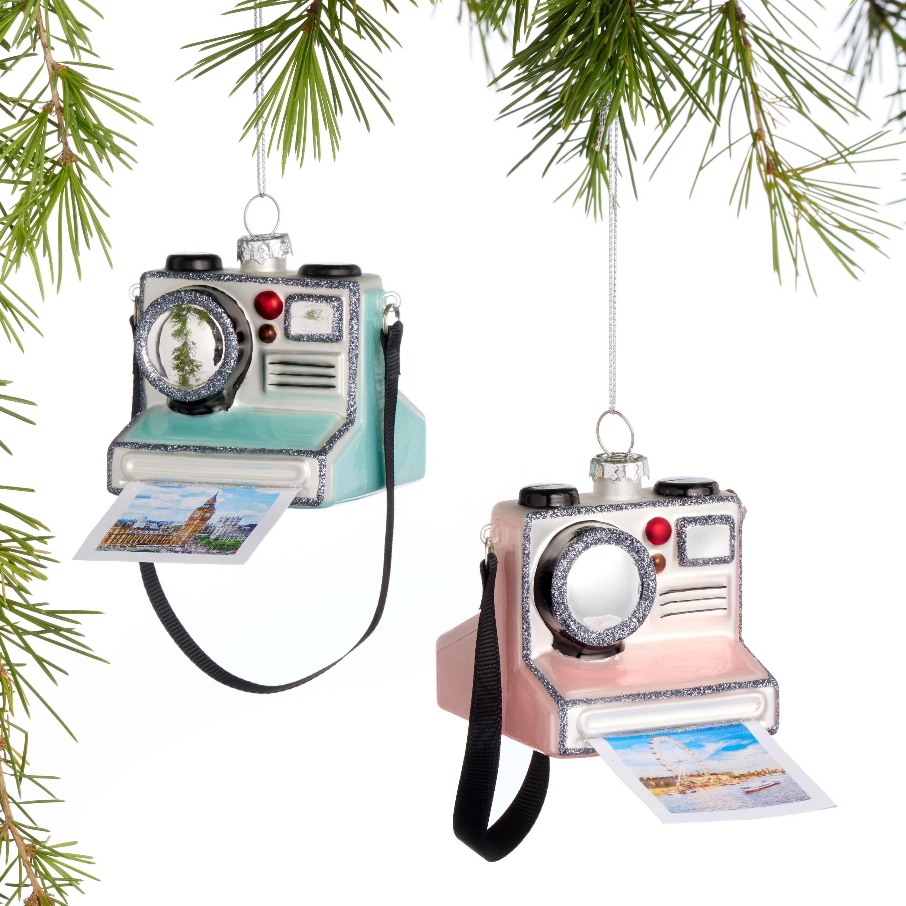 Glass Instant Camera Ornaments Set of 2 | World Market