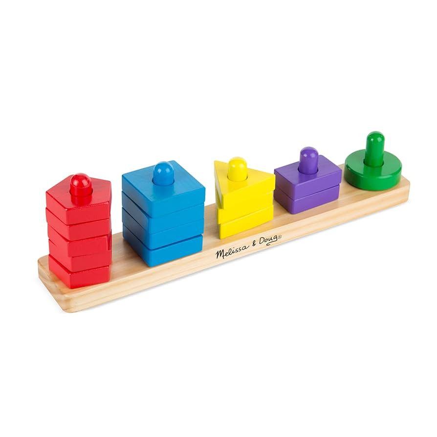 Melissa & Doug Stack and Sort Board - Wooden Educational Toy With 15 Solid Wood Pieces | Amazon (US)