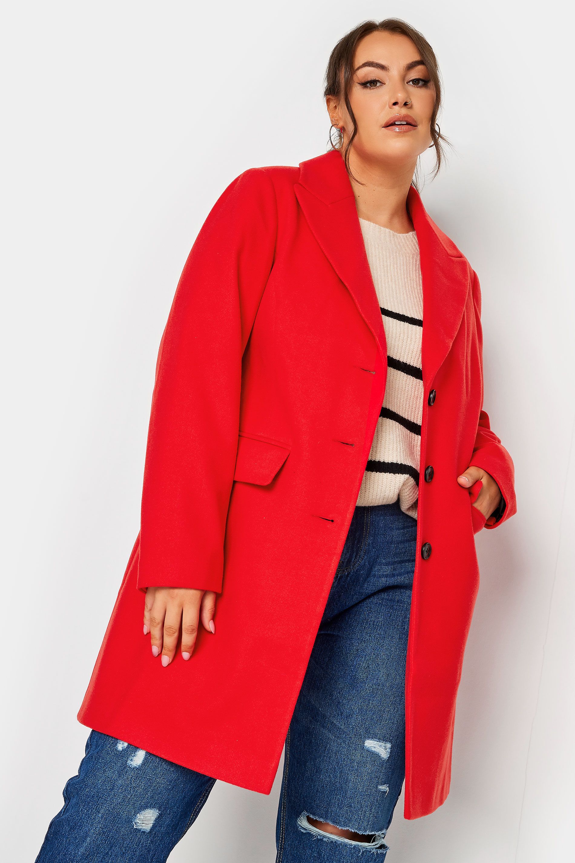 YOURS Plus Size Red Midi Formal Coat | Yours Clothing UK