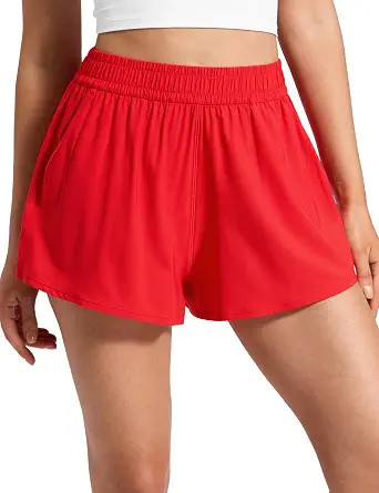CRZ YOGA Drapey Flowy Athletic Shorts for Women 2.5" - Relaxed Fit High Waisted Tennis Workout Ru... | Amazon (US)