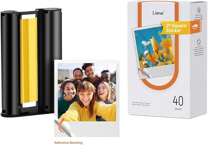 Liene Amber M110 & M210 3x3\u2033 Photo Paper 40 Sheets & 1 Cartridge, Photo Printer Sticker Pape... | Amazon (US)
