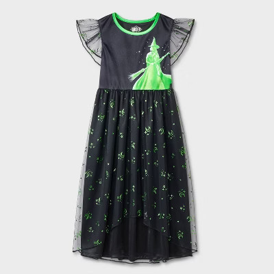 Girls' Wicked Elphaba Fantasy NightGown - Black 8 | Target