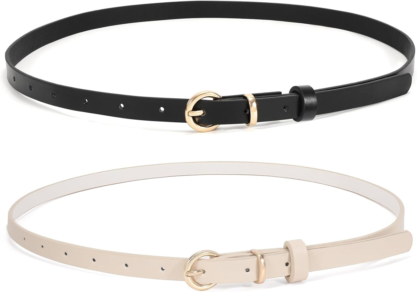 WHIPPY 2er-Pack dünner Damen Ledergürtel schmaler Taillengürtel schmal Gürtel mit goldener Kr... | Amazon (DE)