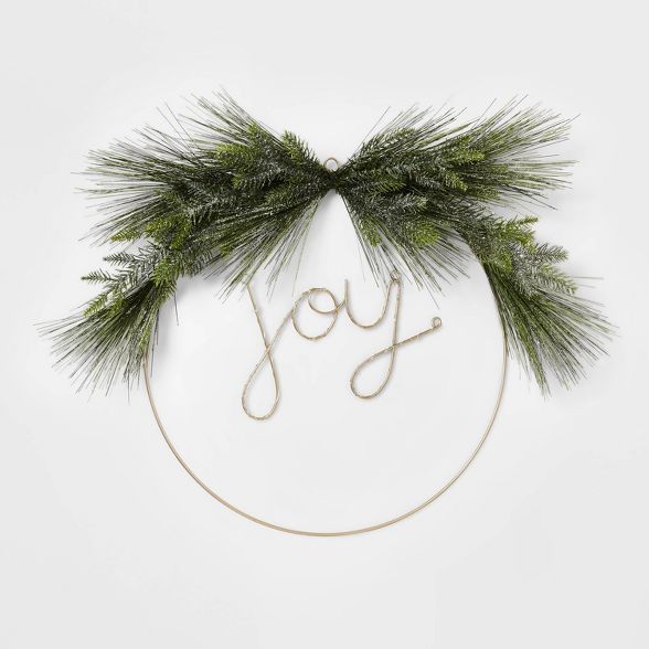 24in Pre-Lit JOY Flocked LED Wreath - Wondershop&#8482; | Target