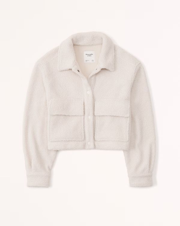 Cropped Sherpa Shirt Jacket | Abercrombie & Fitch (US)