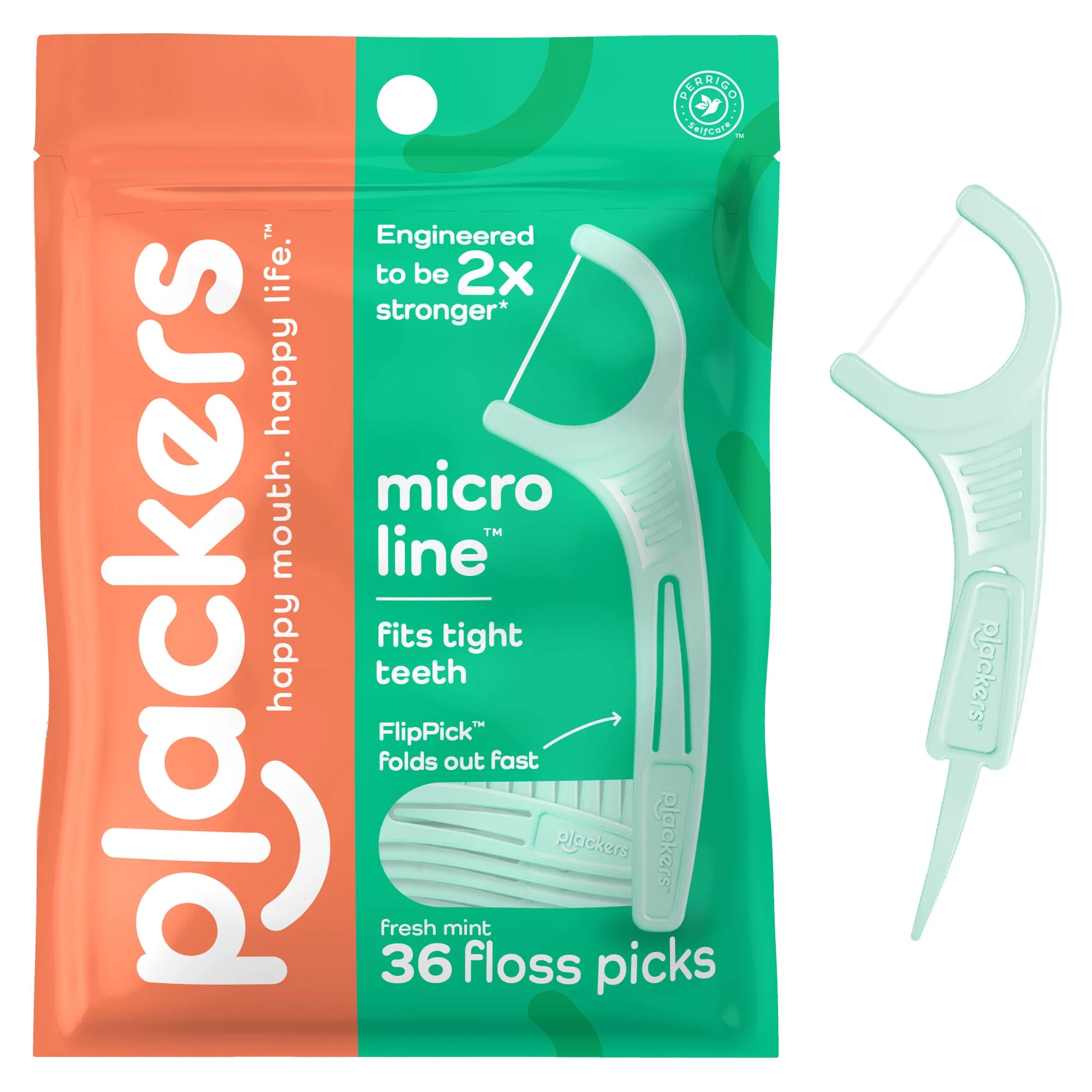 Plackers Micro Line Dental Floss Picks, Fold-Out FlipPick, Tuffloss, Mint, 36 Count | Walmart (US)