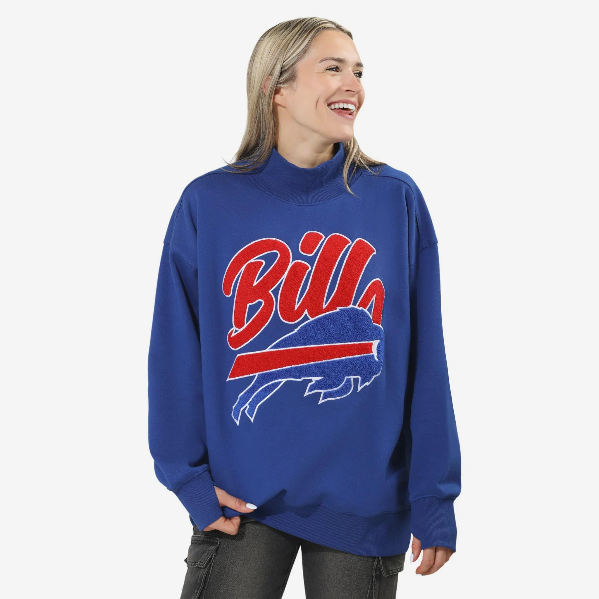 Buffalo Bills Chenille Logo Oversized Mockneck Sweatshirt | FOCO inc
