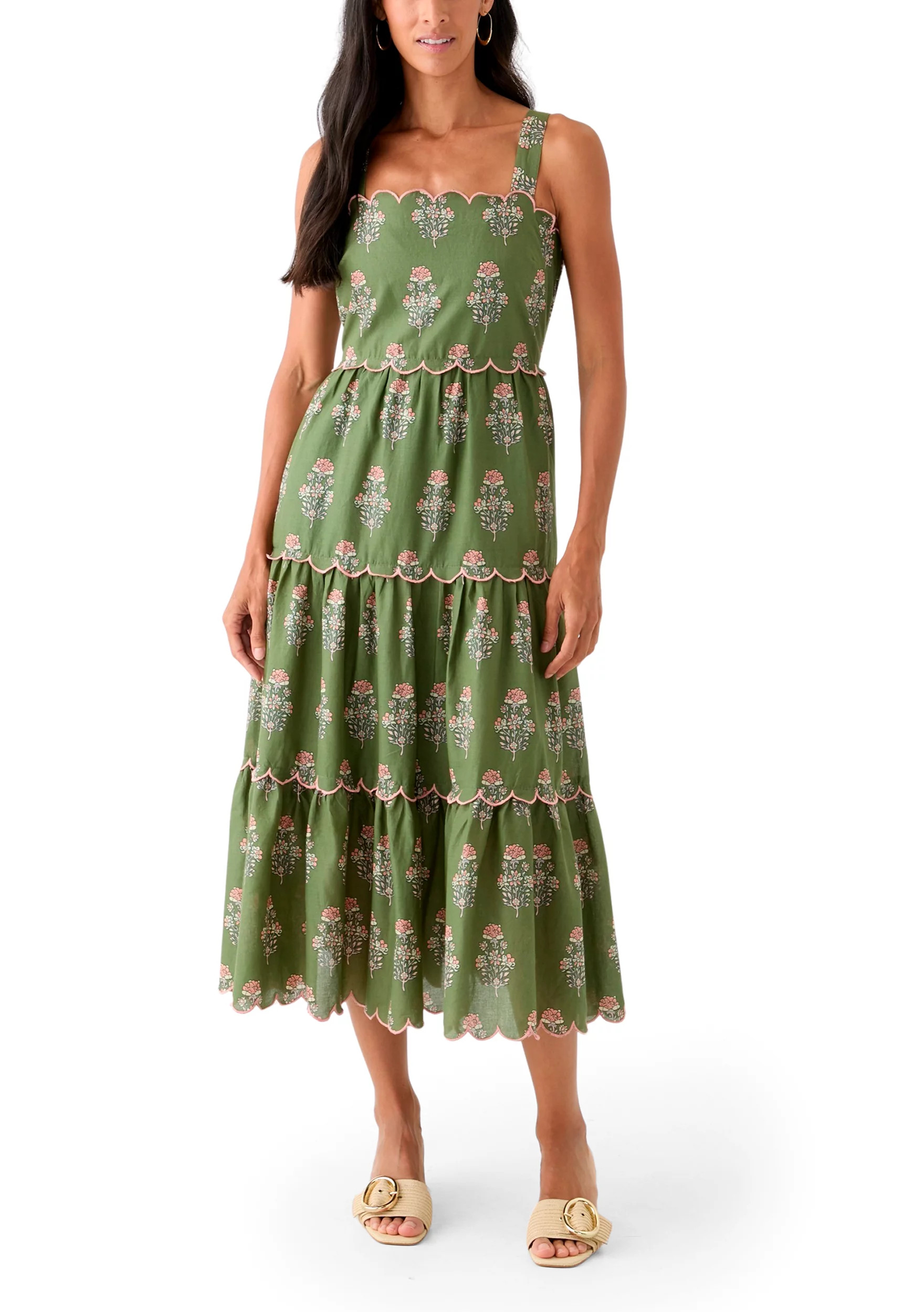 Women's Sleeveless Scallop Printed Midi Dress | Belk