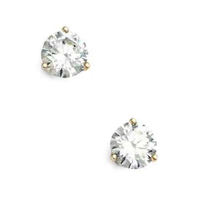 Nordstrom Cubic Zirconia Stud Earrings - 2ct. in Clear- Silver Round at Nordstrom | Nordstrom