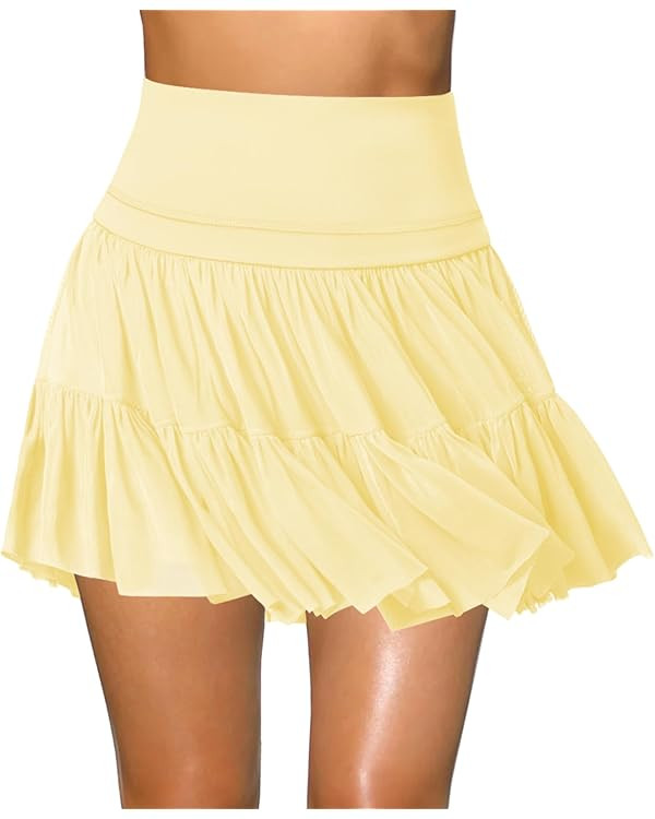 Women's Mini Skirt Skort Flowy Pleated High Waisted Ruffle Tennis Skirts for Women Athletic Skate... | Amazon (US)