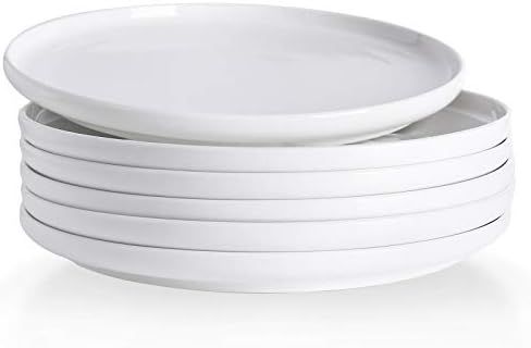 Kanwone Porcelain Dinner Plates - 10 Inch - Set of 6, White, Microwave and Dishwasher Safe Plates | Amazon (US)