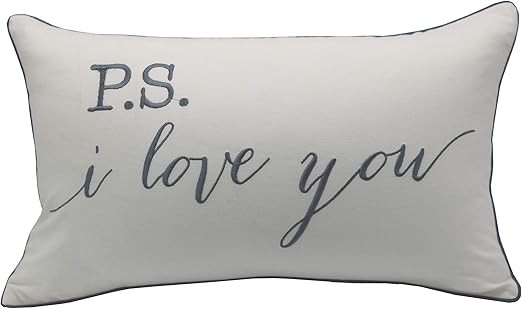 YugTex P.S. I Love You Embroidered Lumbar Accent Throw Pillow Cover - 12x20, Ivory | Amazon (US)