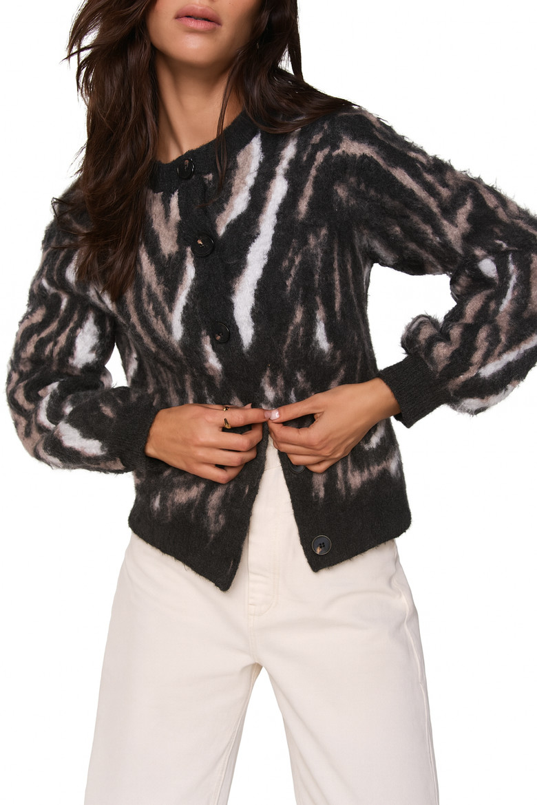 MINT VELVET Zebra Knit Cardigan in Neutral at Nordstrom, Size X-Small | Nordstrom
