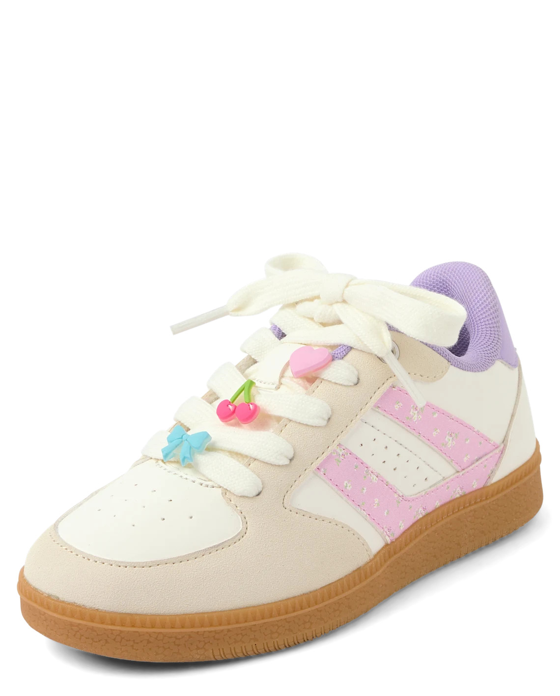 Girls Floral Beaded Low Top Sneakers - white | The Children's Place