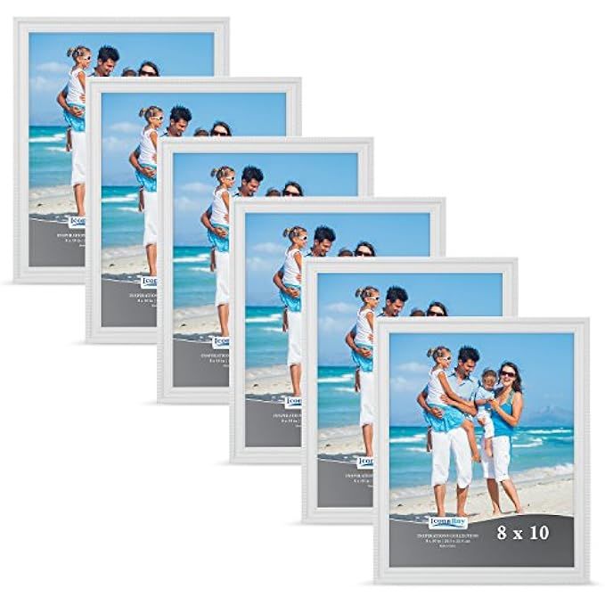 Icona Bay 8x10 Picture Frames (6 Pack, White) White Picture Frame Set, Wall Mount or Table Top, Set  | Amazon (US)