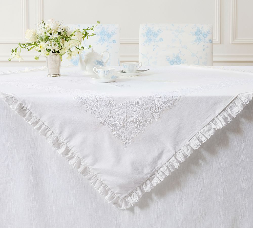 LoveShackFancy Lace Cotton Table Throw | Pottery Barn (US)