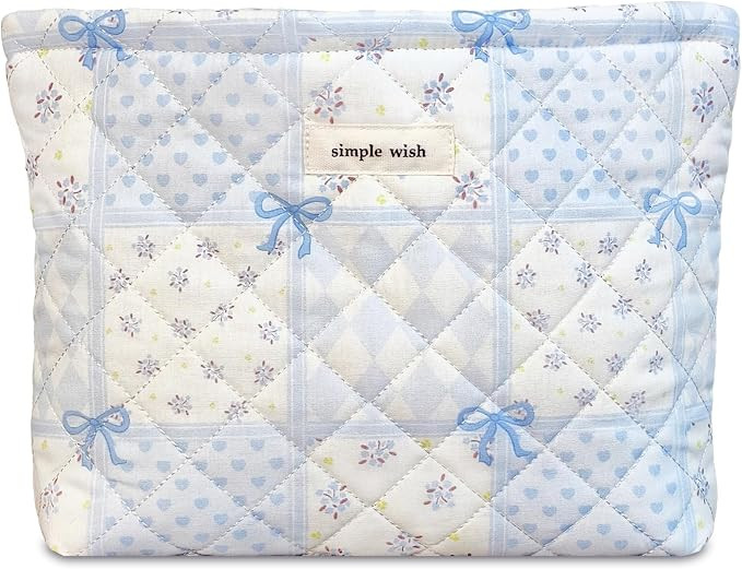 STARDW Cute Cotton Quilted Makeup Bag Cosmetic Bags for Women and Girls,Travel Toiletry Bag Flora... | Amazon (US)