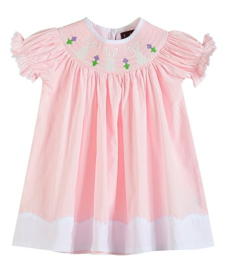 Lil Cactus Pink Easter Bunny & Flowers Smocked Bishop Dress - Infant, Toddler & Girls | Best Pric... | Zulily