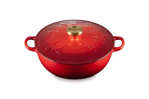 Le Creuset Enameled Cast Iron Holly Collection Soup Pot, 4.5 qt., Cerise with Gold Knob | Amazon (US)