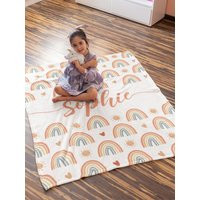 Custom Name Blanket, Boho Rainbow Baby Personalized Hospital Coming Home Nursery Shower Gift | Etsy (US)