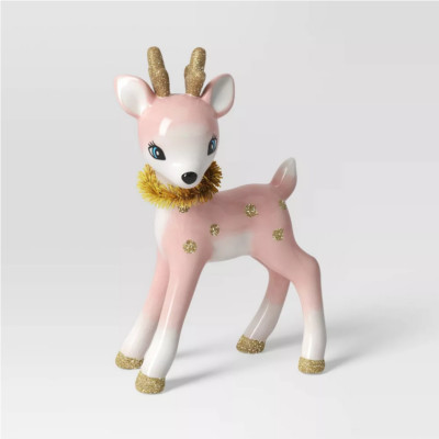 8" Retro Pink Gold Ceramic Deer Fawn Christmas Figurine Target Wondershop HTF | eBay US