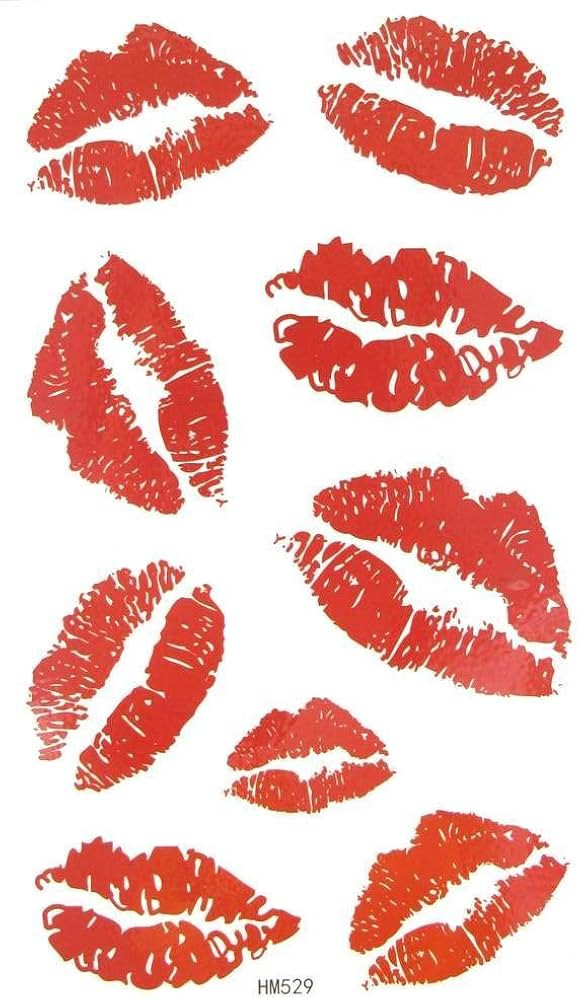MapofBeauty Bright Watermelon Red Lip Prints Temporary Waterproof Tattoo Sticker(2 pcs/lot) | Amazon (US)