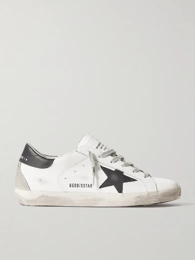 Golden Goose - Superstar Distressed Leather Sneakers - White | NET-A-PORTER (US)