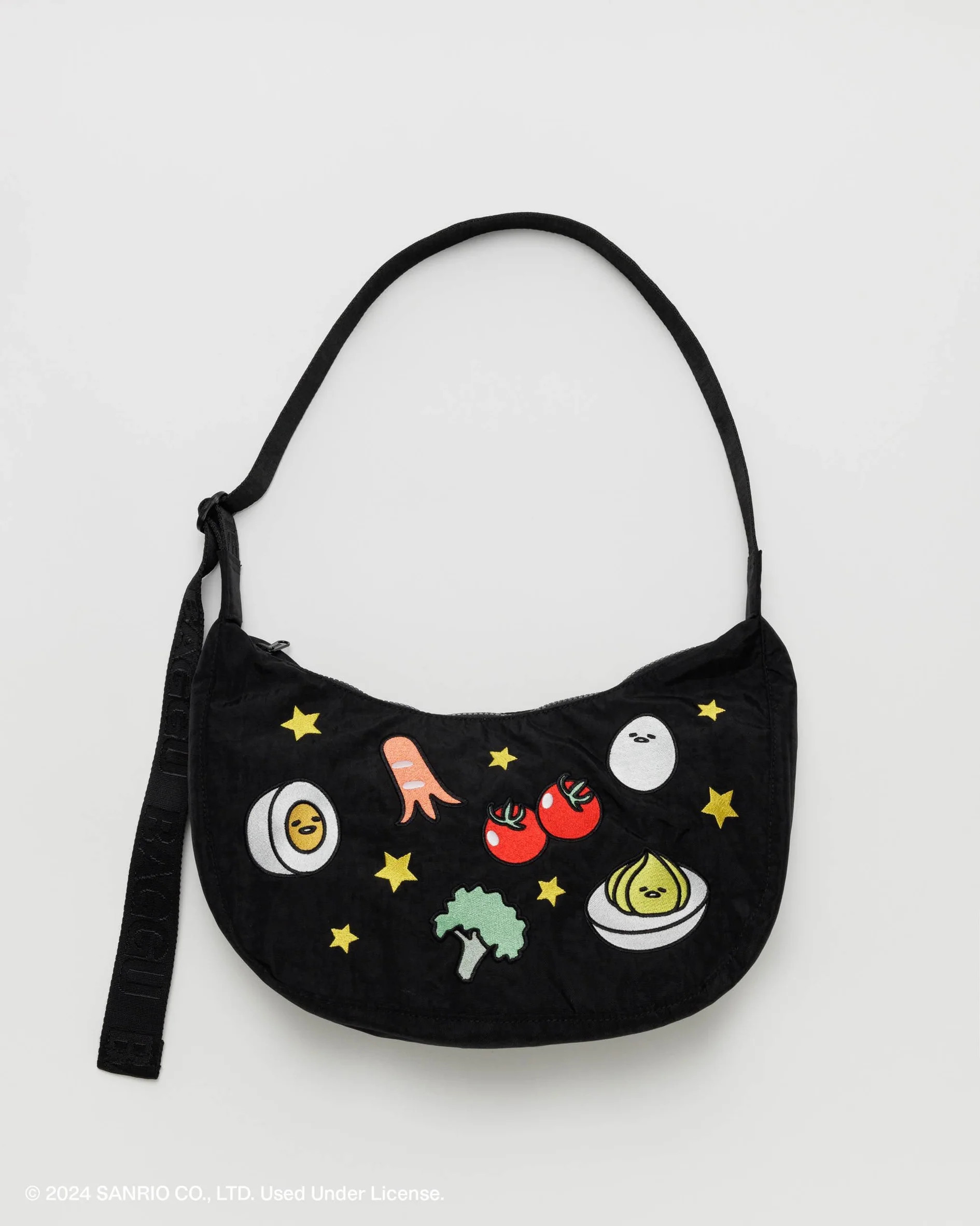 Medium Nylon Crescent Bag : Embroidered Gudetama - Baggu | BAGGU