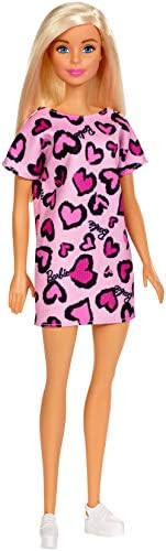​Barbie Doll, Blonde, Wearing Pink Heart-Print Dress and Platform Sneakers, for 3 to 7 Year Old... | Amazon (US)