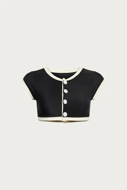 The Grace Top (Ribbed Black/Cream) | SAME