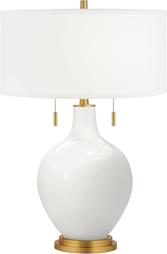 Color + Plus Winter White Toby Brass Accents Table Lamp | Amazon (US)
