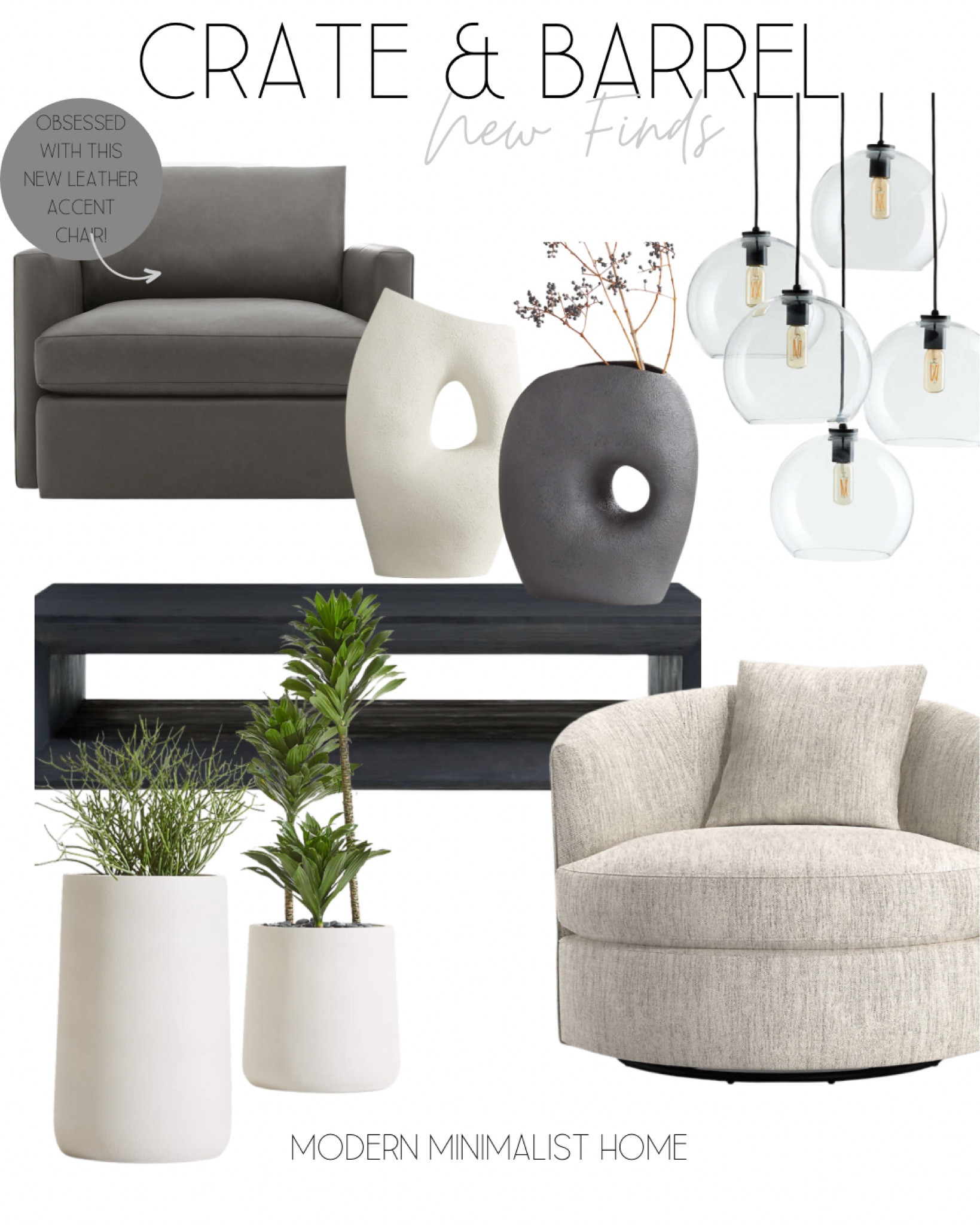 Amazing new arrivals at Crate and Barrel! I’m absolutely obsessed with the color of this leather accent chair. These white and black organic vases are a great way to bring some softness into a modern design.

Accent chair, swivel chair, leather chair, white accent, cream accent, white planters, round planter, tall planter, new arrivals, modern decor, pendent lighting, modern pendent lighting, glass pendants, Home, Console, Living Room, Bedroom, Master Bedroom, Dining, Kitchen, Office, Entryway, Coffee Table, Chair, Pendant, Light, lighting, Light Fixture, black, black and white, clean, white, gold, brass, brushed gold, matte, New, minimalist, Style, Decor, Modern, Organic Modern, Styling, Inspo, Inspiration, Home Decor, Affordable Home Decor, Summer, Fall, Winter, Spring, Refresh, New Arrivals, Inspired, Look for Less, Designer, luxury, neutral, natural, monochrome, budget, friendly, affordable, Find, New Finds, Sale, On Sale, Affordable, pretty, modern aesthetics, ideas, statement, essentials, must haves, 

#LTKFind #LTKstyletip #LTKhome