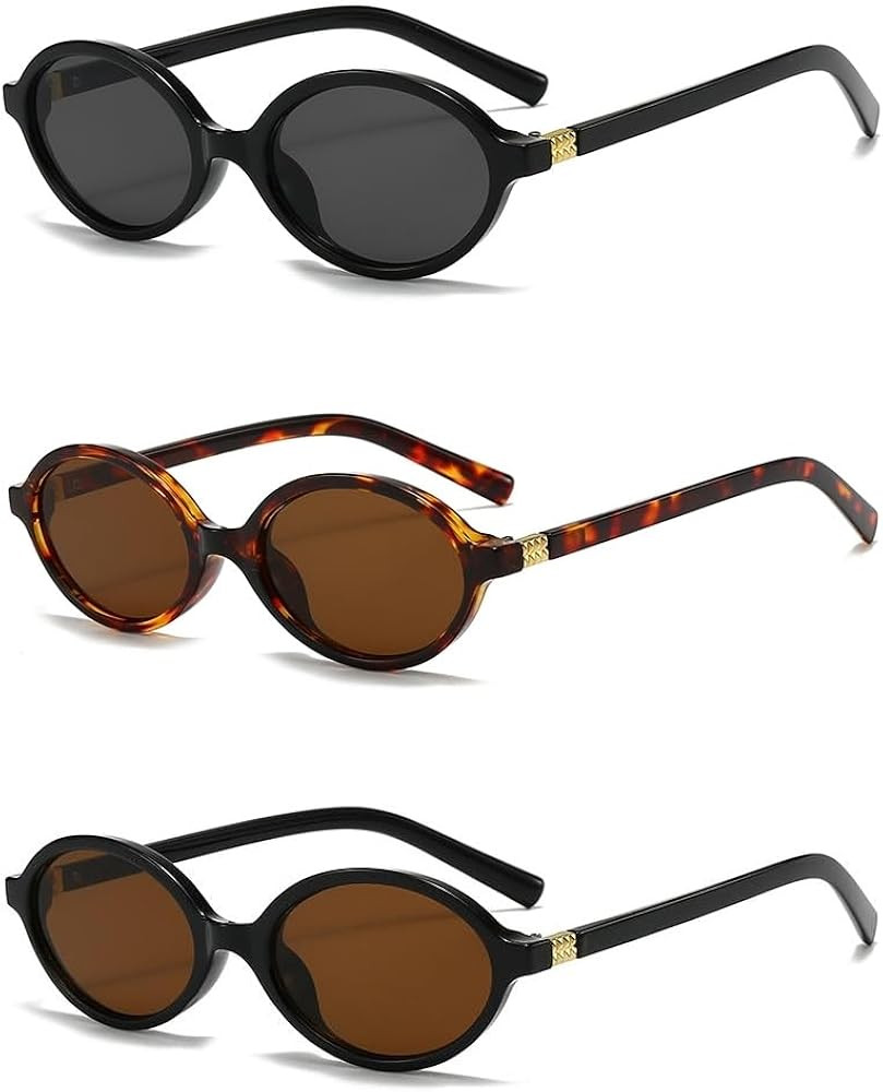 3 Piece Retro Oval Sunglasses for Women Men Vintage 90s Y2K Sun Glasses Trendy Oval 90s Vintage S... | Amazon (US)