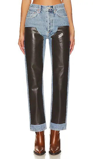 Ryder High Rise Straight in Diary & Chocolate | Revolve Clothing (Global)