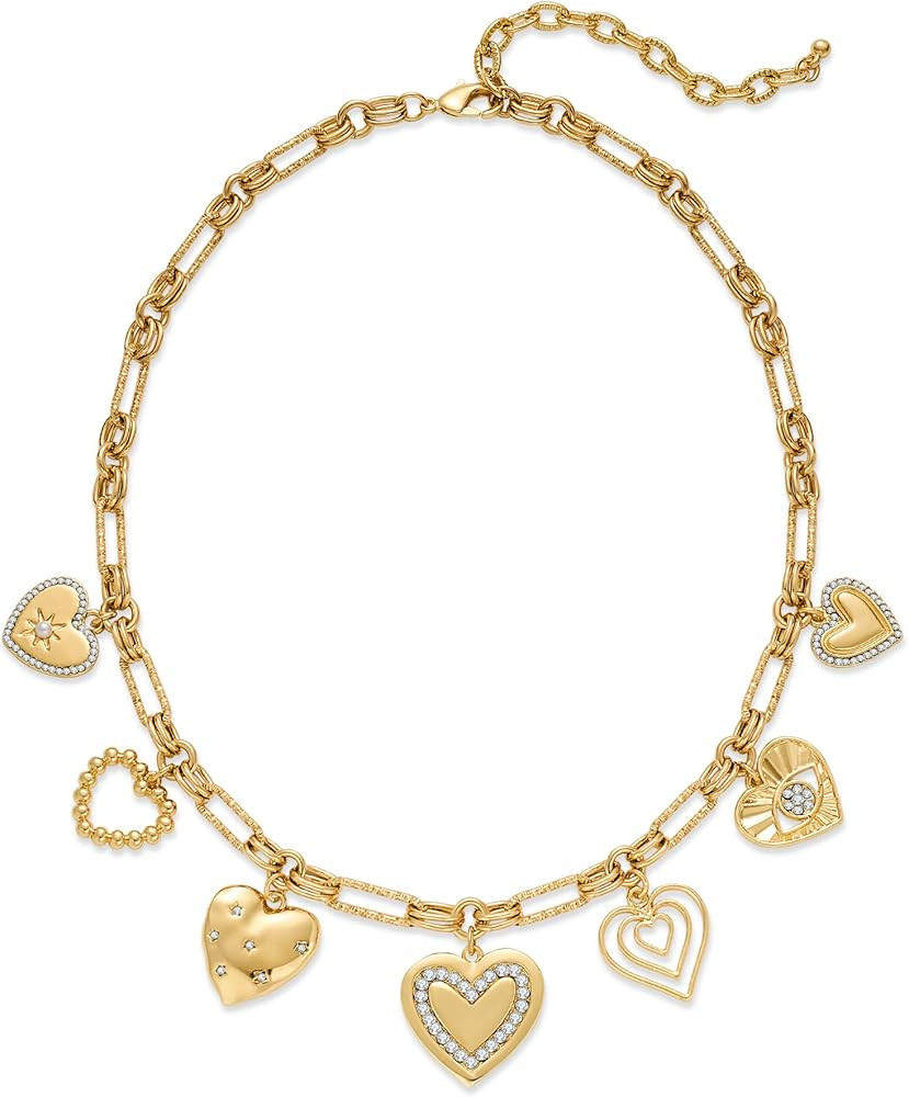 Heart Necklace, 18k Gold Plated Multiple Chunky Love Hearts Chain Necklace for Women Jewelry Gift... | Amazon (US)