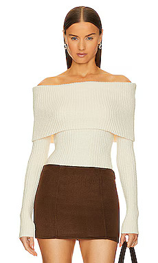 L'Academie Namir Off Shoulder Sweater in Cream from Revolve.com | Revolve Clothing (Global)