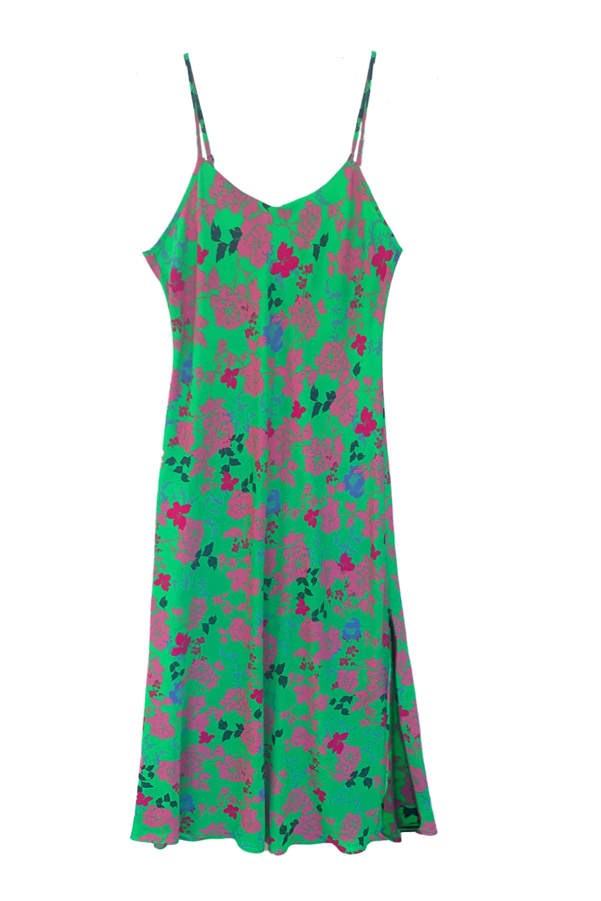 Leah Maxi Slip Dress- Green Garden Print | BAACAL Limited, LLC