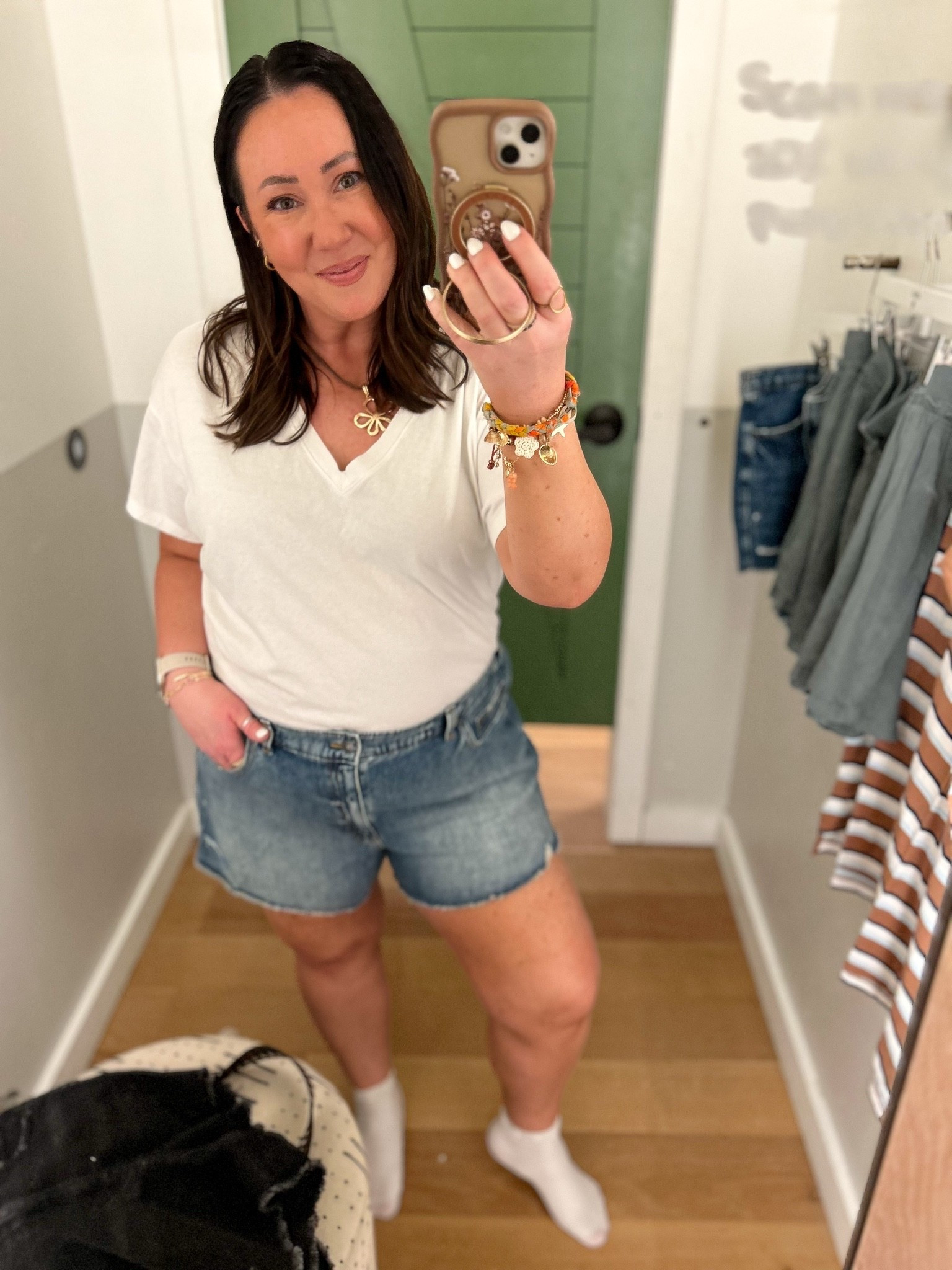 The most comfortable denim shorts and I found them @Aerie ! XL fit a looser fit! These have the stretchiest waistband in the back, making these feel like lounge shorts!  4 inch inseam!
XL tee.

#LTKSaleAlert #LTKOver40 #LTKMidsize