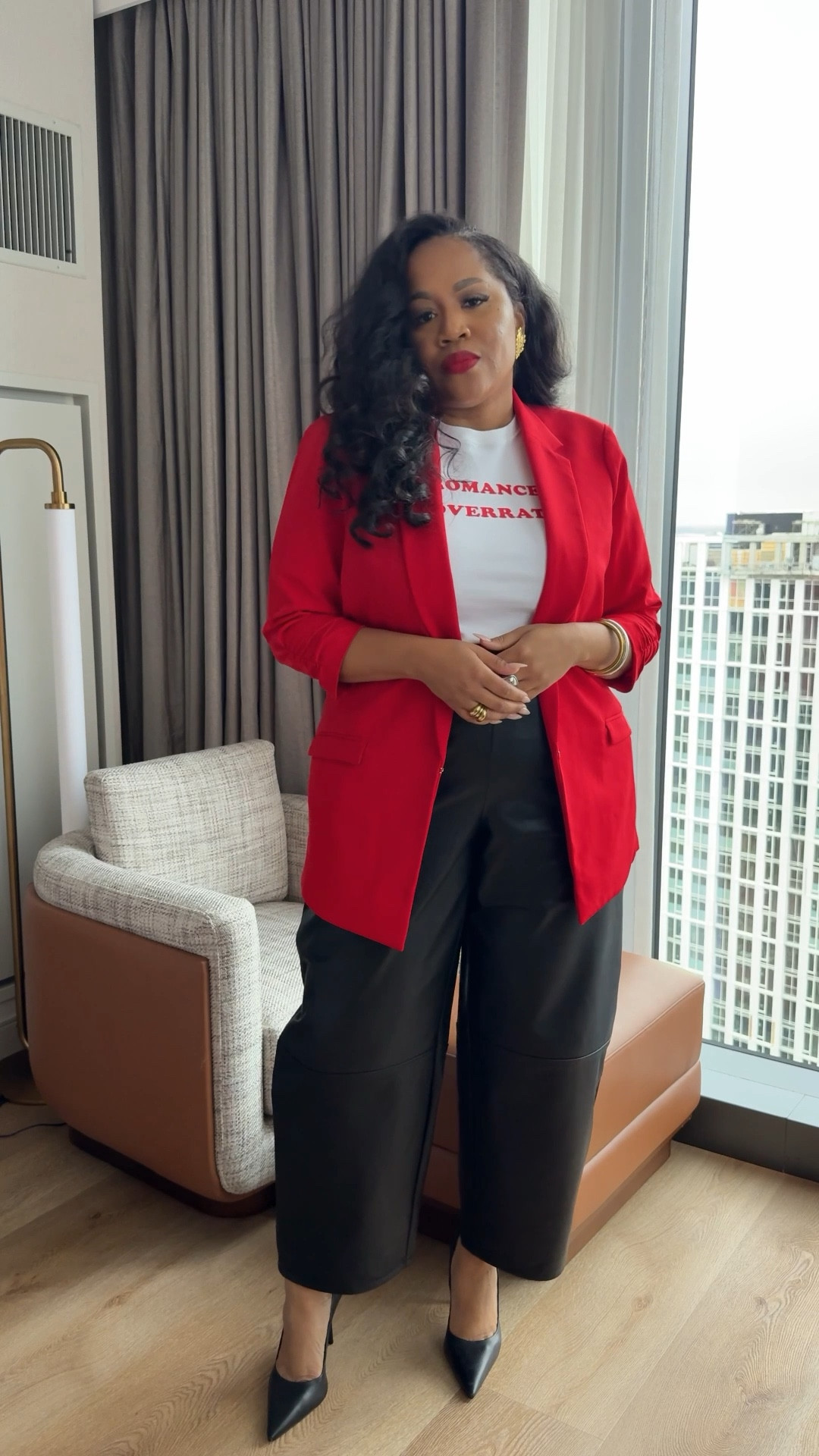 Work Appropriate Valentine’s Day outfit Inspo @macys The tee tuns large I’m wearing a small. Pumps true to size but I size 1/2 size up for comfort. Jewelry is from Mack & Myyles online check my IG bio for link. 

#LTKValentine #LTKdayinmylife #LTKWorkwear