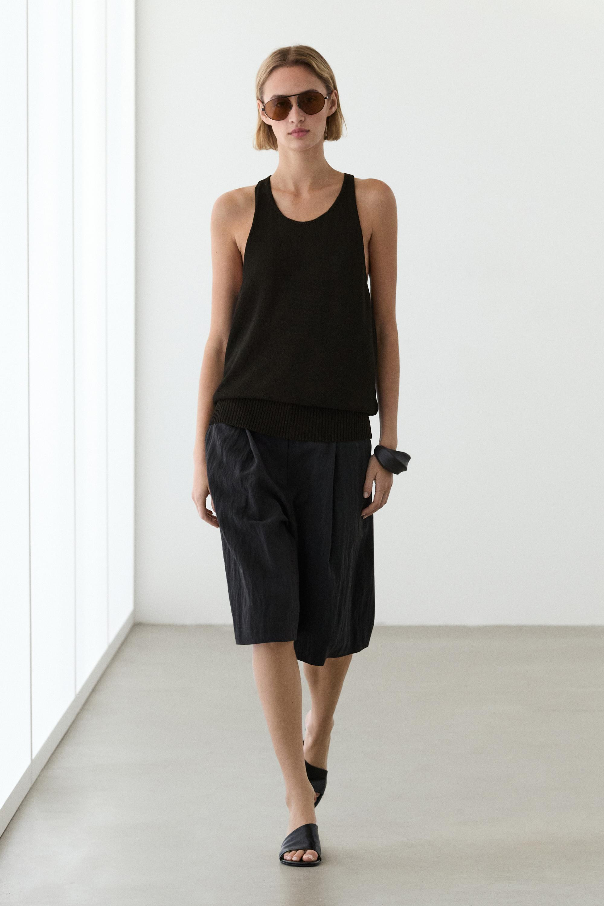 Sleeveless knit halter top | Massimo Dutti US