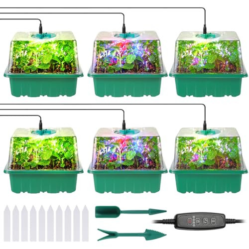 Seed Starter Trays with Grow Lights, 72 Cells Seed Starter Kit with Lights, 3 Lighting Mode, 4 Timing Set, Germination Kit for Seed Starting Trays, Seedling Starter with High Humidity Control Domes | Amazon (US)