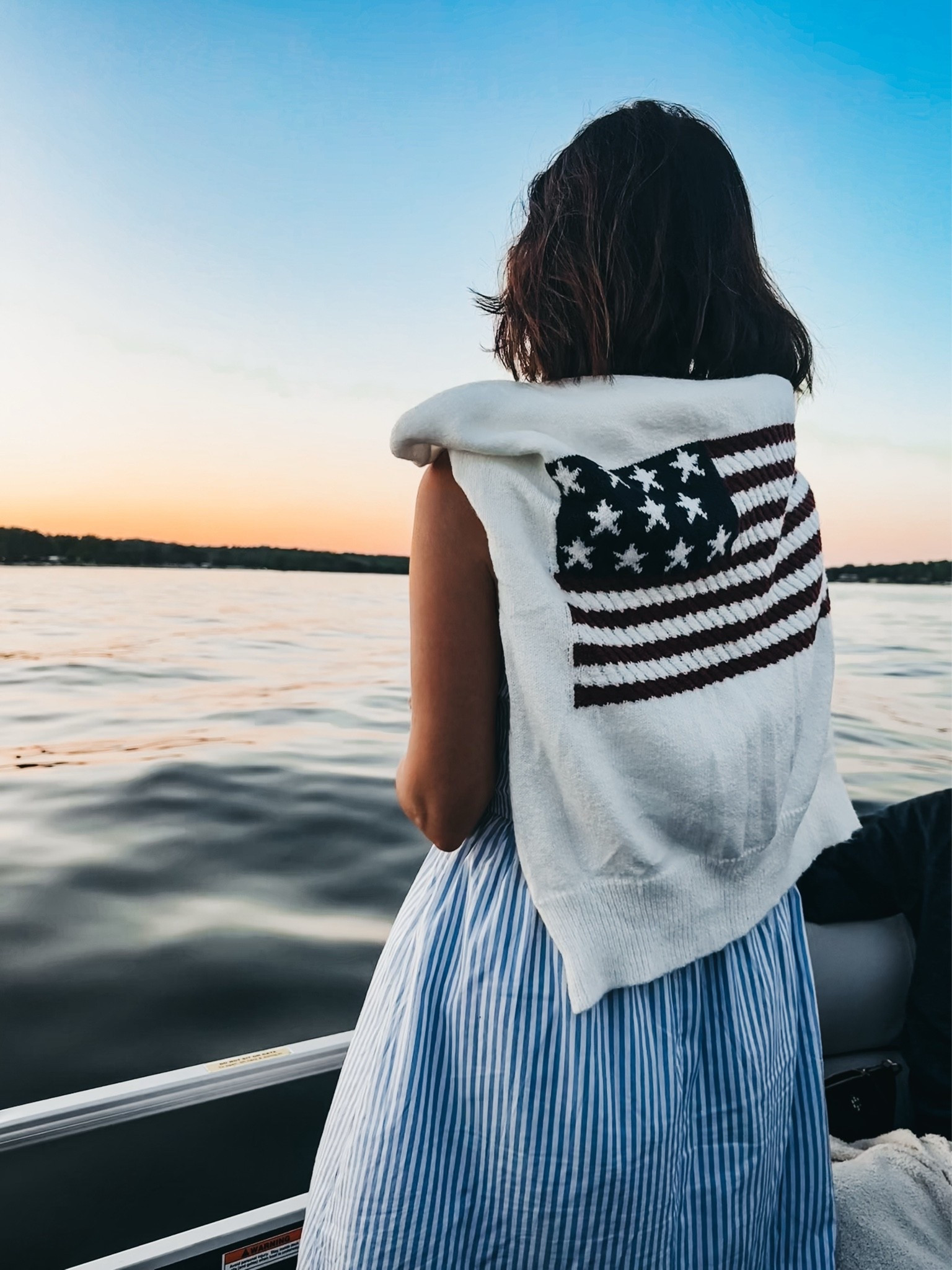 Red, white & blue outfit idea! 🇺🇸MDW boating outfit!  
• blue & white striped dress - size small 💙
• flag sweater - size medium 
• jelly flats - size 8
• USA yacht club hat🧢 

#americana #patrioticoutfit #patrioticstyle #patriotic

#LTKOver40 #LTKSaleAlert #LTKootd