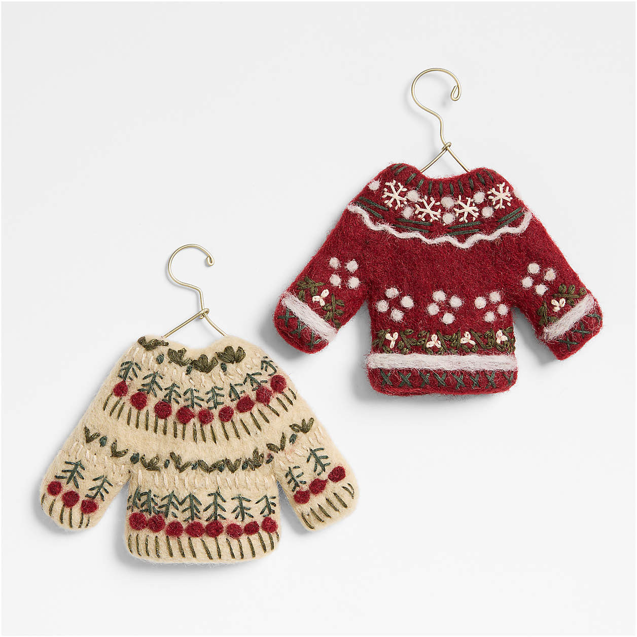 Felted White Sweater Christmas Tree Ornament | Crate & Barrel | Crate & Barrel